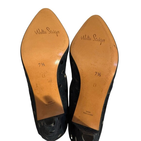 Walter Steiger Navy black Polka dots heel pump sz 7.5 B Handmade In Italy VTG - Picture 8 of 12